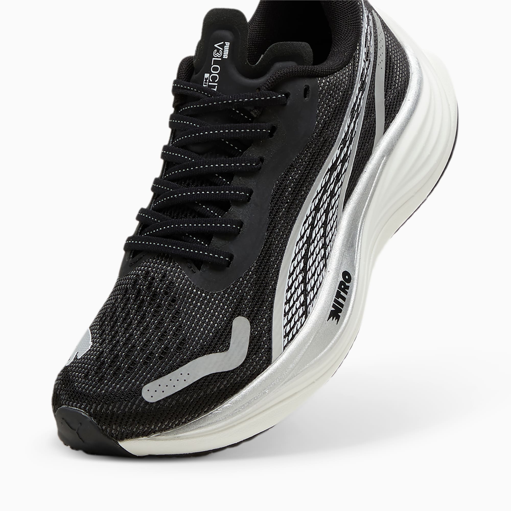 PUMA Velocity NITROâ¢ 3 hardloopschoenen voor Dames, Zilver/Zwart/Wit